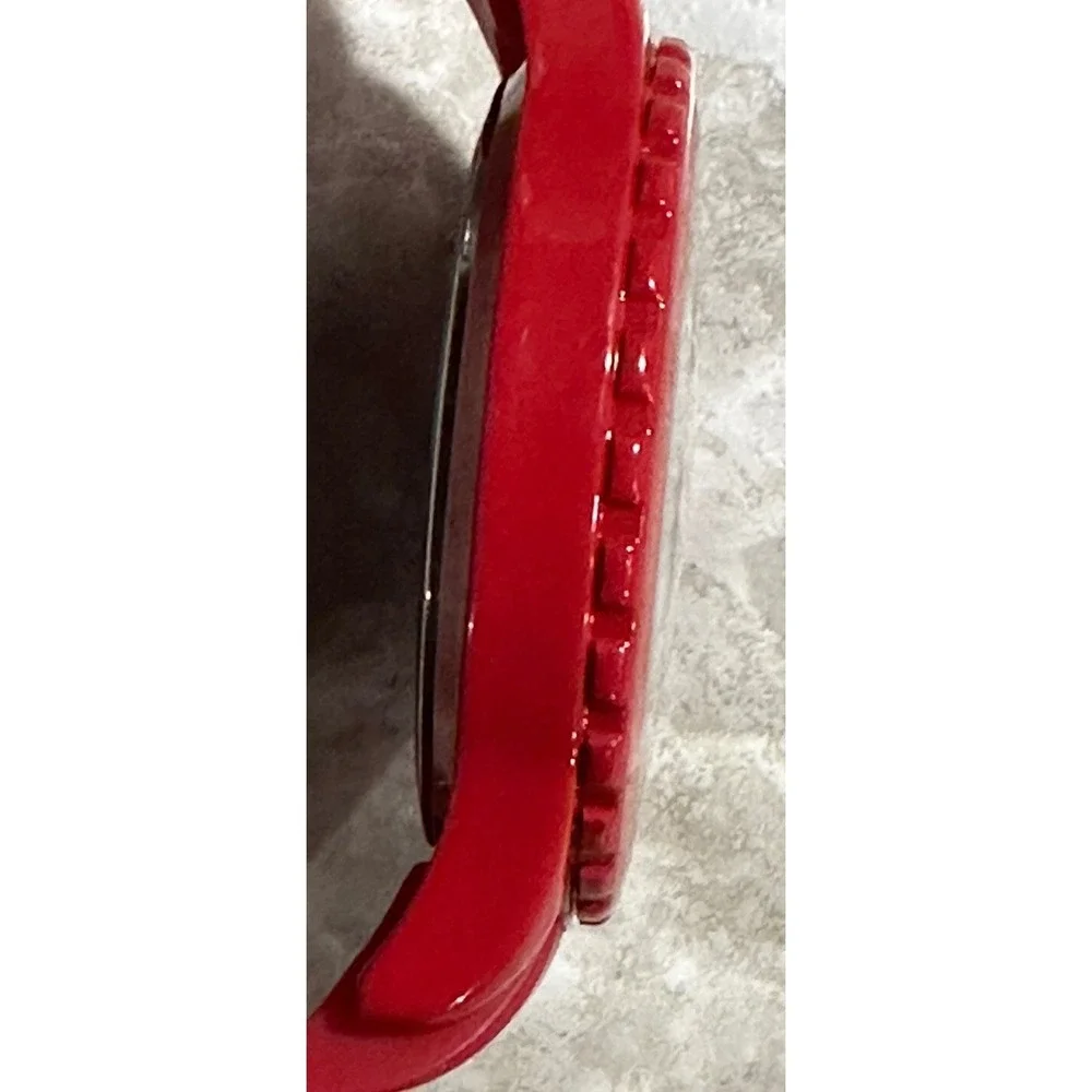 Anne‎ Klein Watch ak/3241 New Battery Red Band Rubber 37MM X